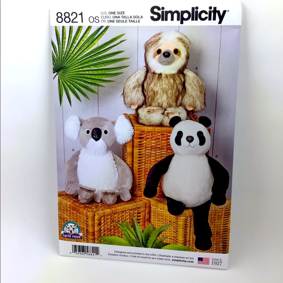 Simplicity Pattern 8821 - 15” Stuffed Animals - Picture 1 of 7